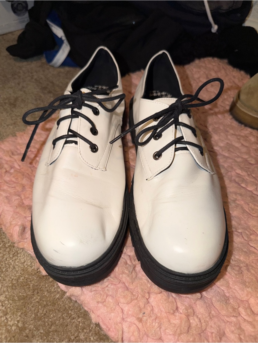 Seychelles Womens 10 White Vegan Leather Derby Shoes - Fair, few scuffs